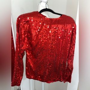 Sequined top, sparkly top, red sequins, party top, red top